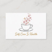 Self Care Is Health - Floral Tea Cup Business Card 名刺 (正面)