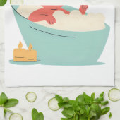 Self-Care Mode: ON – Cute & Funny Cartoon Bathing キッチンタオル (折り畳み)