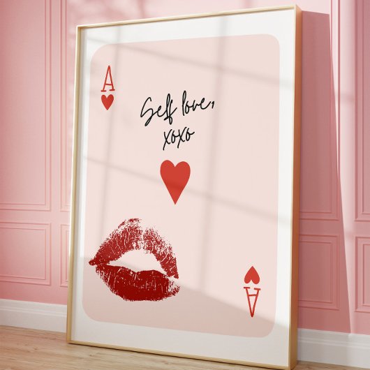 Self Love Ace of Hearts Pink Aesthetic Wall Poster ポスター
