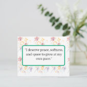Self‑Love Affirmation Postcard | Minimalist Positi ポストカード (スタンド正面)