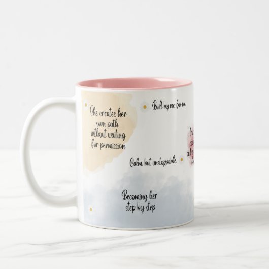 Self Love Inspirational Quote Mug, Soft Feminine ツートーンマグカップ (左)