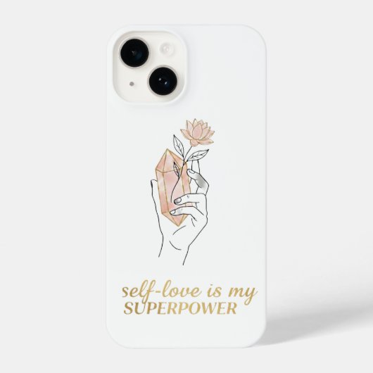 Self-Love - Rose Quartz Crystal Iphone iPhoneケース (裏面)