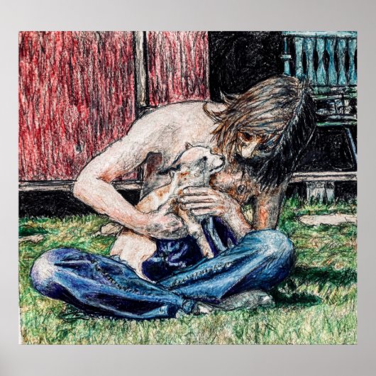 「Self Portrait 1974」私の犬と私の写真 ポスター (正面)