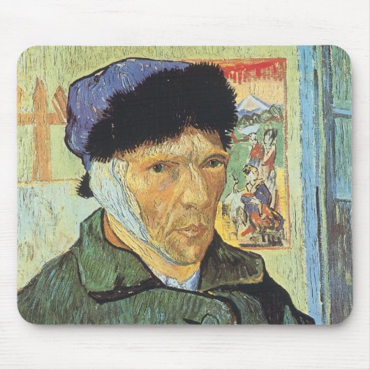 Self Portrait, Bandaged Ear by Vincent van Gogh マウスパッド (正面)