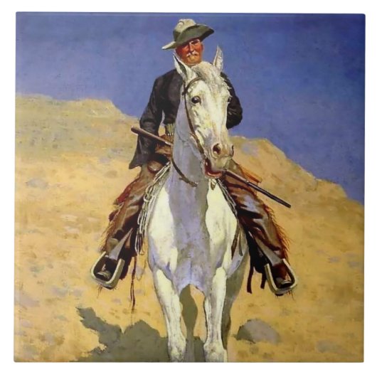 “Self Portrait on a Horse” by Frederic Remington タイル (正面)
