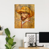 Self Portrait with Strawer Hat, Vincent Vanゴッホ ポスター (ホームオフィス)