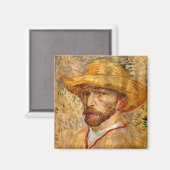 Self Portrait with Strawer Hat, Vincent Vanゴッホ マグネット (正面/裏面)