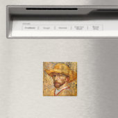 Self Portrait with Strawer Hat, Vincent Vanゴッホ マグネット (インサイチュ (食洗機))