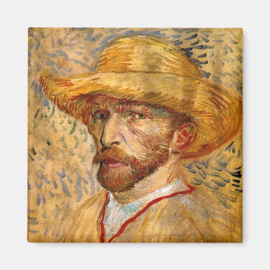 Self Portrait with Strawer Hat, Vincent Vanゴッホ マグネット (正面)