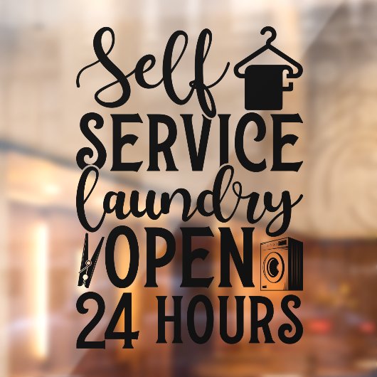 Self Service Laundry Open 24 Hours ウィンドウサイン (シート2)