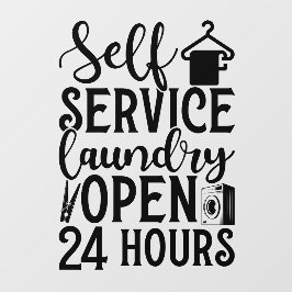 Self Service Laundry Open 24 Hours ウィンドウサイン