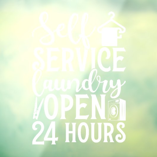 Self Service Laundry Open 24 Hours ウィンドウサイン (シート3)