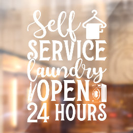 Self Service Laundry Open 24 Hours ウィンドウサイン