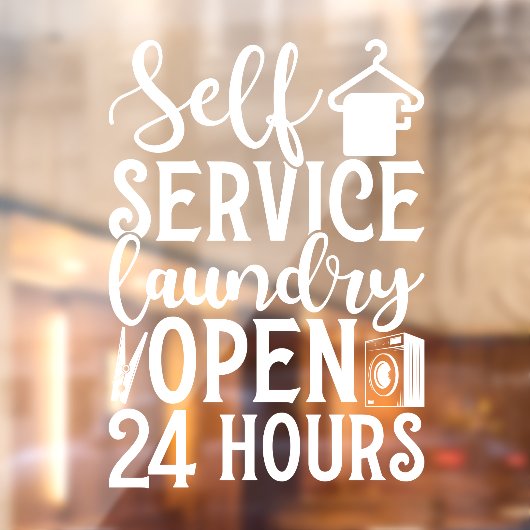 Self Service Laundry Open 24 Hours ウィンドウサイン (シート2)