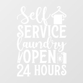 Self Service Laundry Open 24 Hours ウィンドウサイン