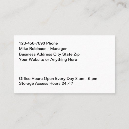 Self Storage Theme Business Cards  名刺 (裏面)