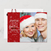 sELFieの挨拶、可変性の赤い背景 シーズンポストカード (正面/裏面)