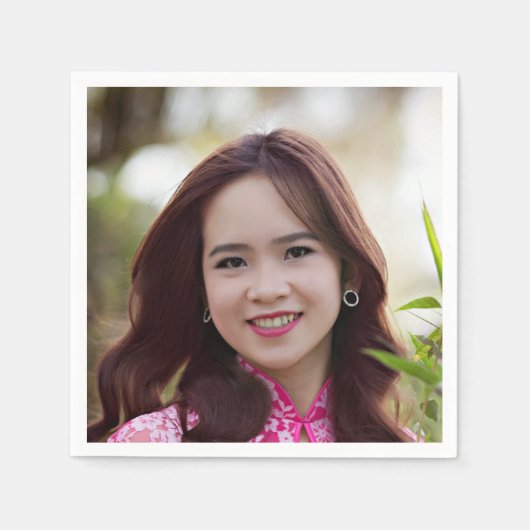 Selfieフォト顔 |おもしろいパーティー スタンダードカクテルナプキン (正面)