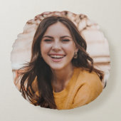 Selfie写真あなたの顔アップロードおもしろいパーティー ラウンドクッション (正面)