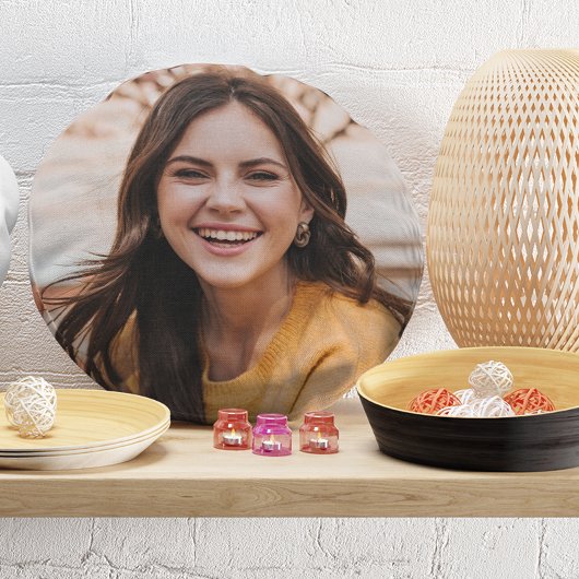 Selfie写真あなたの顔アップロードおもしろいパーティー ラウンドクッション