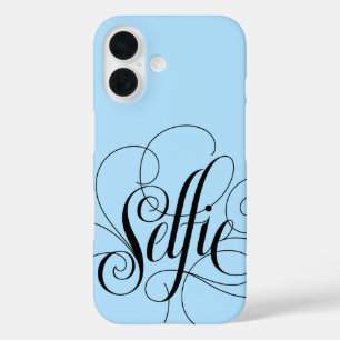 SELFIE書道レタリングアイスブルーファッション iPhone 16ケース