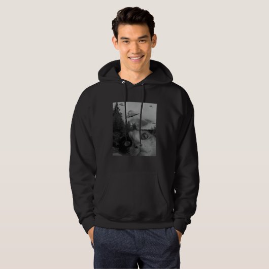 Selfie Cat Meme UFO Sighting Alien Conspiracy Sci  パーカ (正面フル)