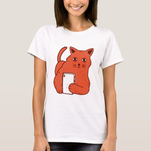 Selfie Cat on Phone Tシャツ (正面)