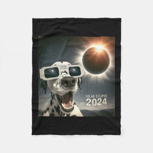 Selfie Dalmatian Kids Mens 太陽の Eclipse Dog フリースブランケット (正面)