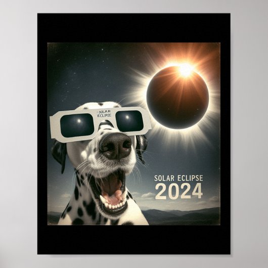 Selfie Dalmatian Kids Mens 太陽の Eclipse Dog ポスター (正面)