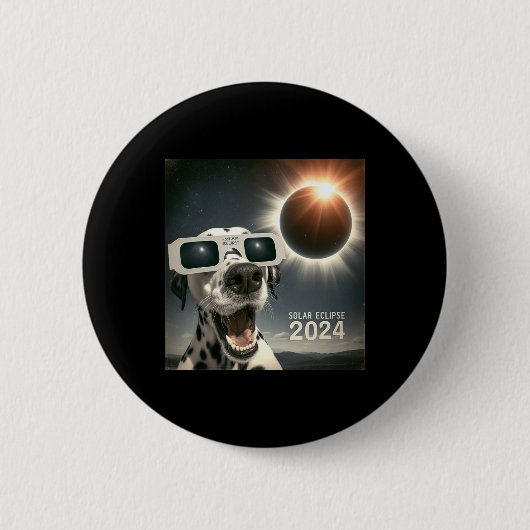 Selfie Dalmatian Kids Mens 太陽の Eclipse Dog 缶バッジ (正面)