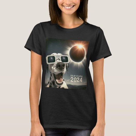 Selfie Dalmatian Kids Mens 太陽の Eclipse Dog Tシャツ (正面)