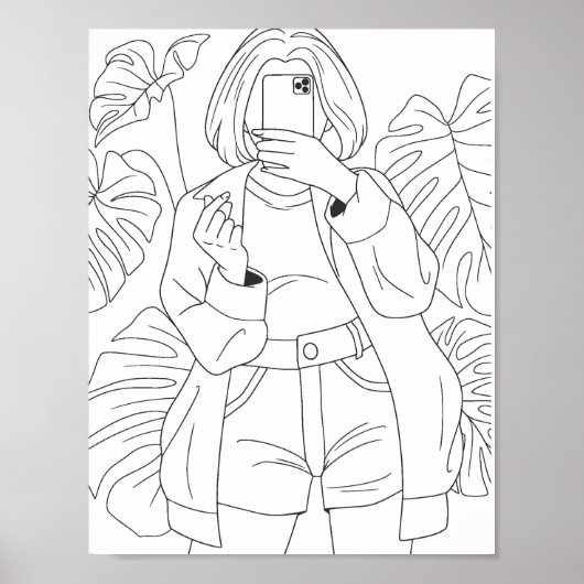Selfie Girl Coloringページ ポスター (正面)