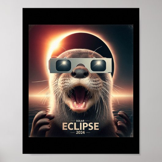 Selfie Otter Kids Mens 太陽の Eclipse ポスター (正面)