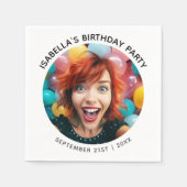 Selfie Photoアップロード顔おもしろいパーティー スタンダードカクテルナプキン (正面)