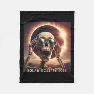 Selfie Skeleton Kids Mens 太陽の Eclipse フリースブランケット