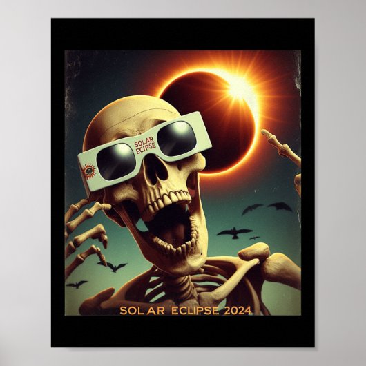 Selfie Skeleton Kids Mens 太陽の Eclipse 1 ポスター (正面)
