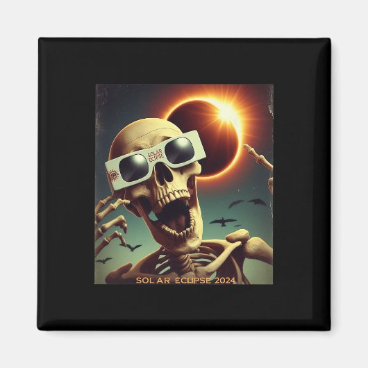 Selfie Skeleton Kids Mens 太陽の Eclipse 1 マグネット (正面)