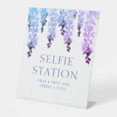 Selfie Station Purpleフローラスクリプ結婚ト 台座サイン (正面)