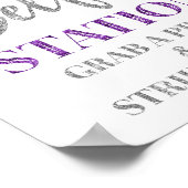 Selfie Station Wedding Sign Purple Silver Confetti ポスター (角)