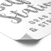 Selfie Station Wedding Sign Silver Confetti ポスター (角)