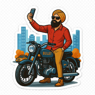 Selfie Swag on Bullet – Punjabi Rider Vibes Sticke Tシャツ