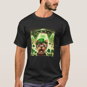Selfie UFOs Yorkshire Terrier Mens Womens St Patri Tシャツ
