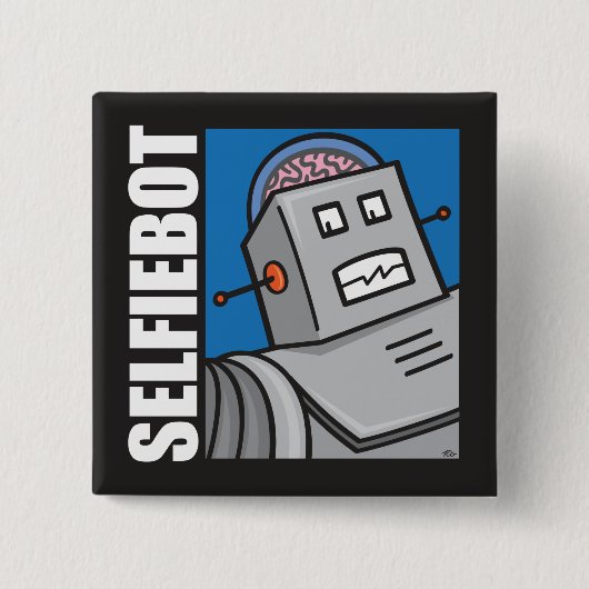 SELFIEBOT -ロボットSelfie Pin 缶バッジ (正面)