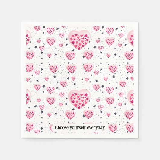 Selflove inspirational quote sweet heart and start スタンダードカクテルナプキン (正面)