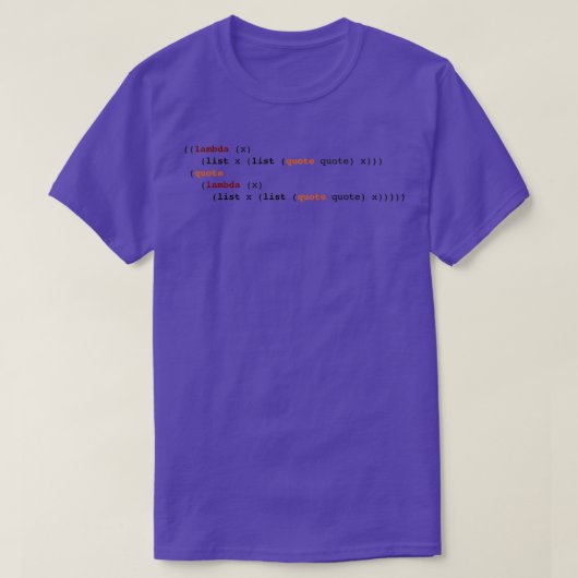 SelfReproducing Lispプログラムクイン Tシャツ (デザイン正面)