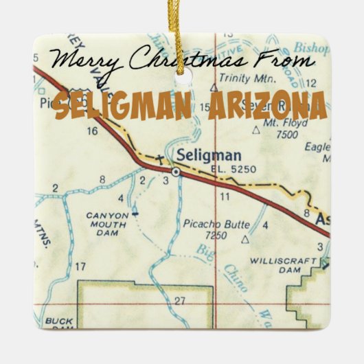 Seligman Arizona Route 66 Map セラミックオーナメント (正面)
