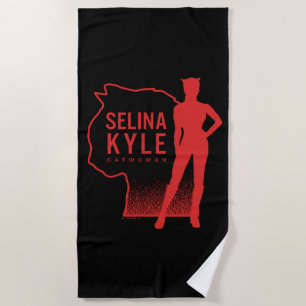 Selina Kyle Catwomanアウトラインロゴ ビーチタオル