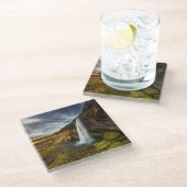 Seljalandsfossの美しい景色の眺め ガラスコースター (アングル)