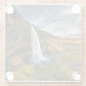 Seljalandsfossの美しい景色の眺め ガラスコースター (裏面)