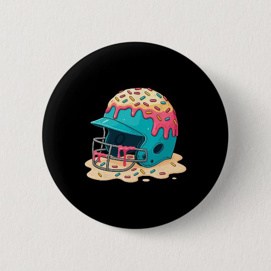 Sell Catcher Helmet With Face Mask Ice-cream Dripp 缶バッジ (正面)